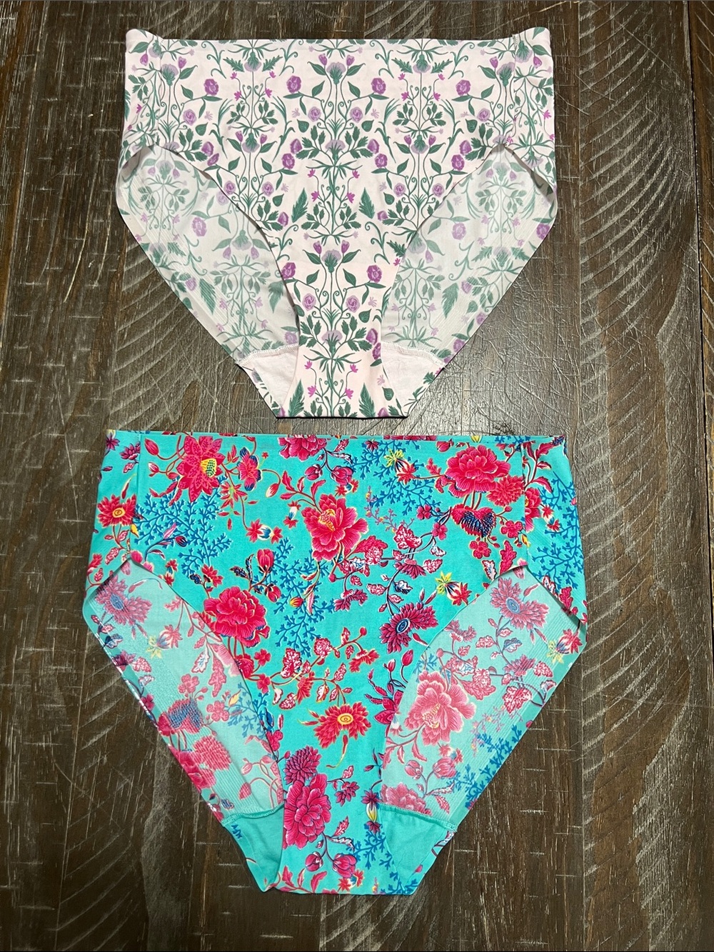 Parisian (Belk) Floral High Waist Panties Duo - Light pink & Teal